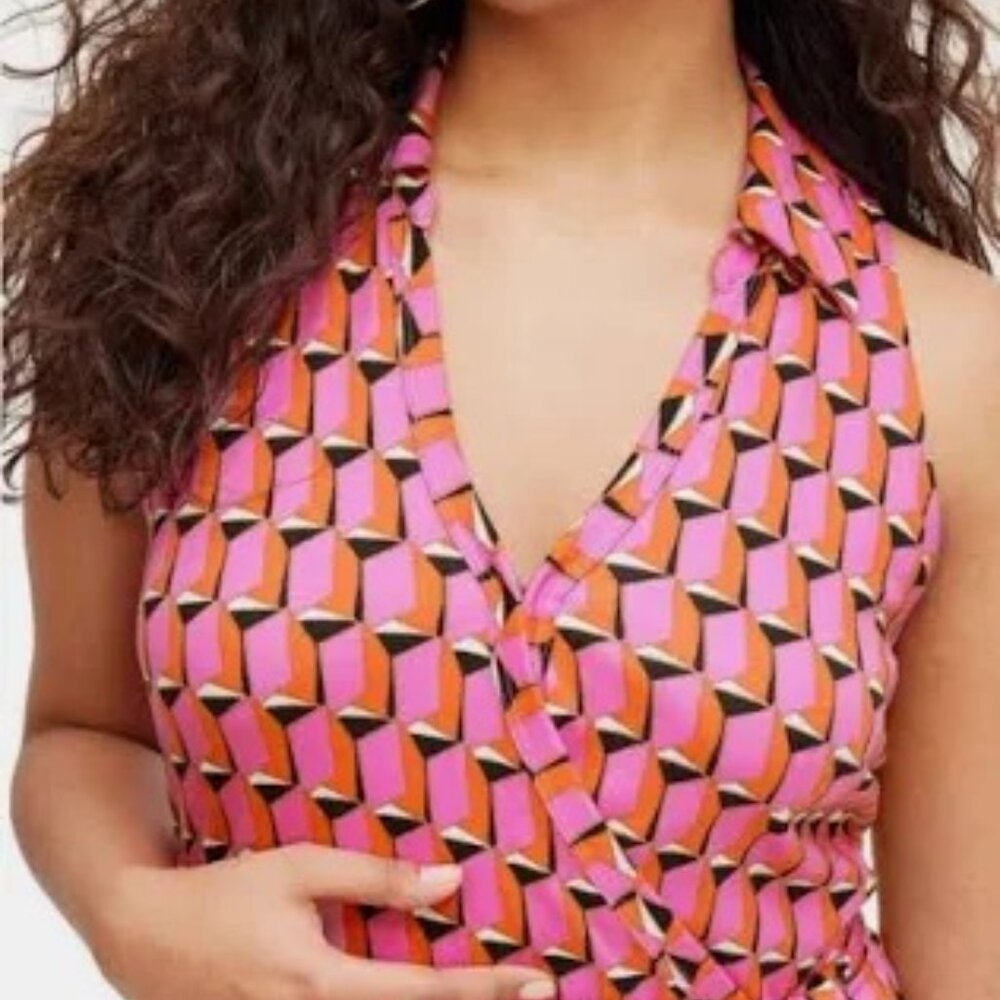 NWT Diane von Furstenberg x Target Collared Sleeveless Geo Jumpsuit – Pink XL